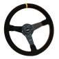 Preview: Luisi Mirage Corsa Sportlenkrad Wildleder schwarz / orange geschüsselt & TÜV Prüfbericht